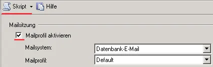 Database Mail Settings Screenshot