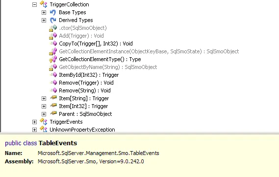 SQL SMO TriggerCollection in reflector