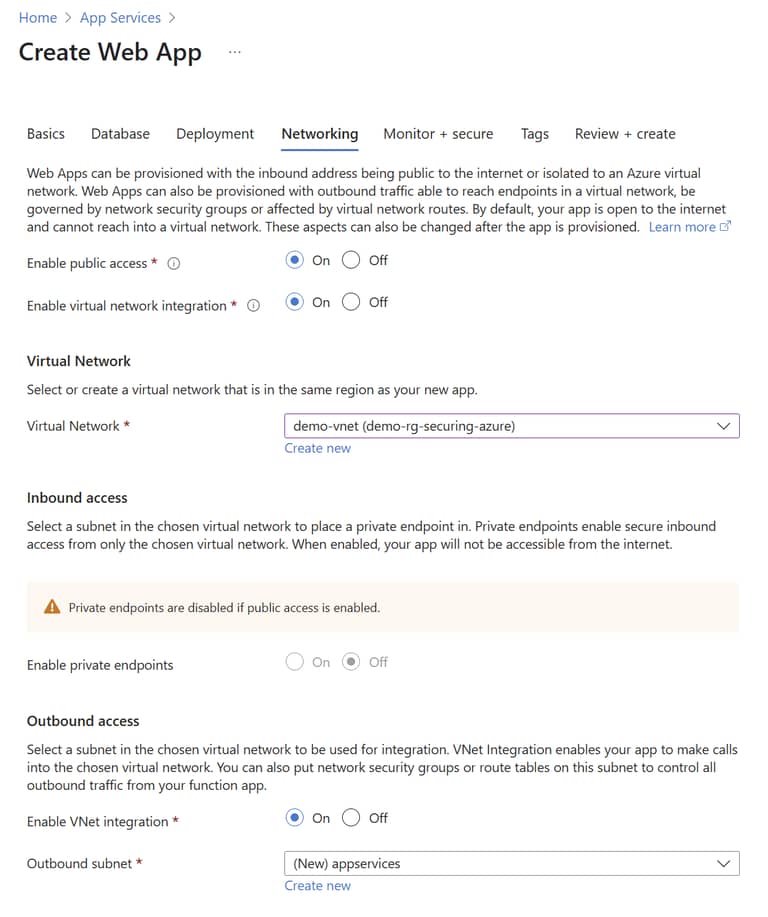 Azure App Service Networking Options
