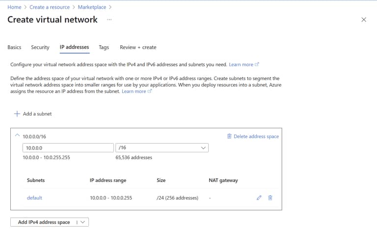 Azure vnet Networking Options