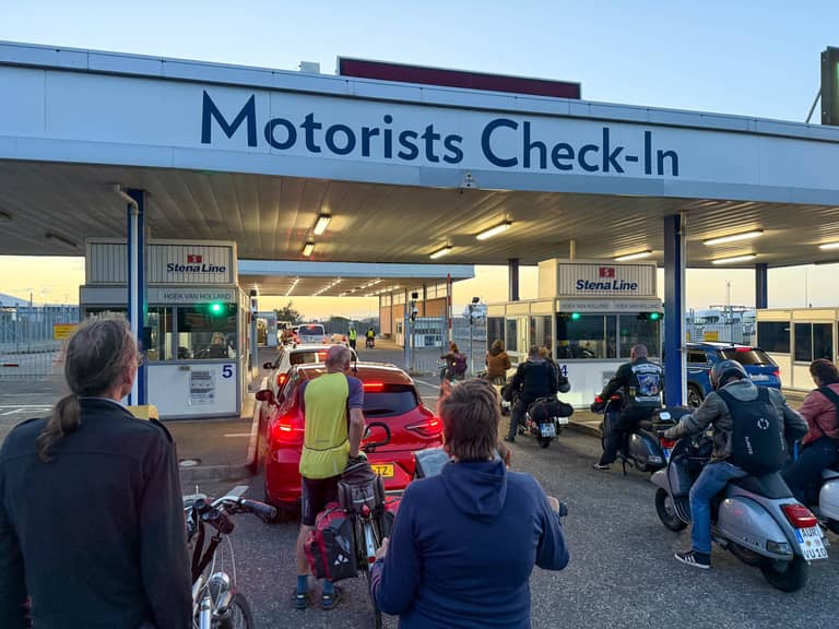 Boarding the ferry to Holland with other vehicles